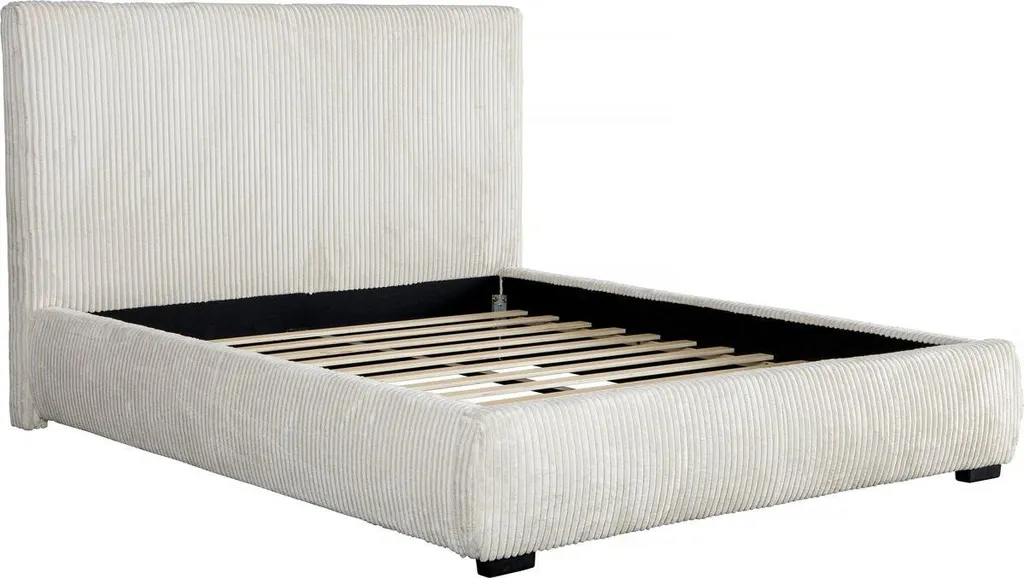 Lit double Montana 180x200 cm en velours côtelé beige haut de gamme