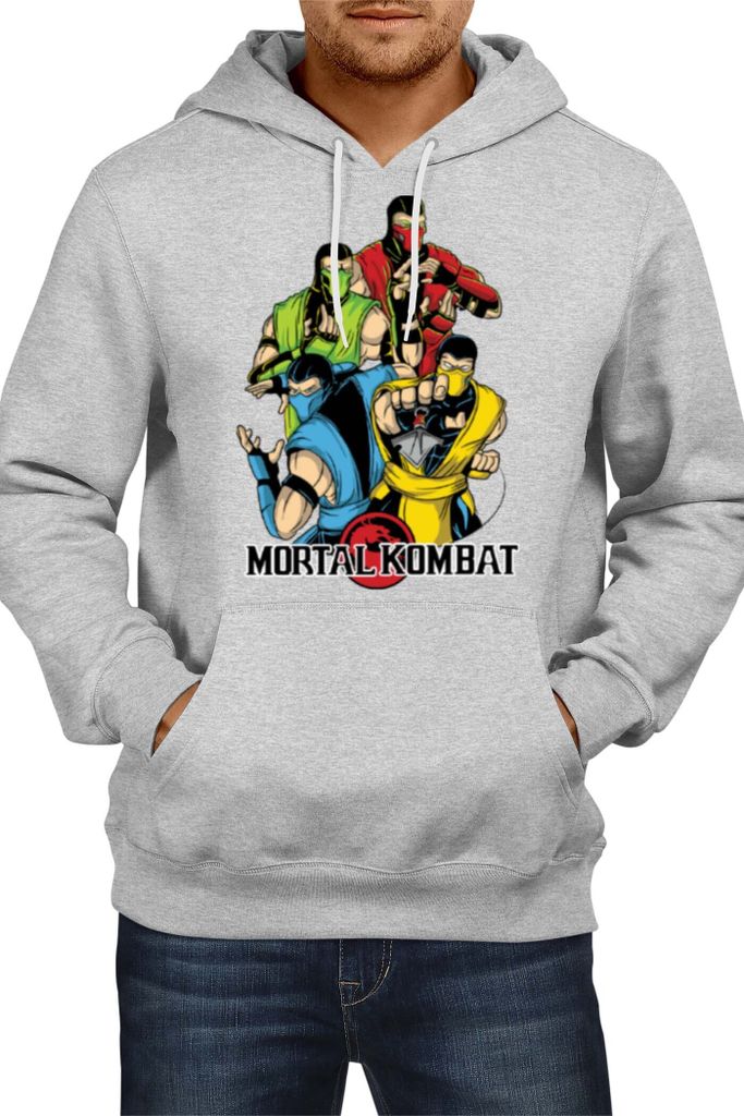 Herren Kapuzenpullover Japan Manga Comics Anime Mortal Kombat Sub-Zero Reptile Scorpion Var-007, Man S / Grau