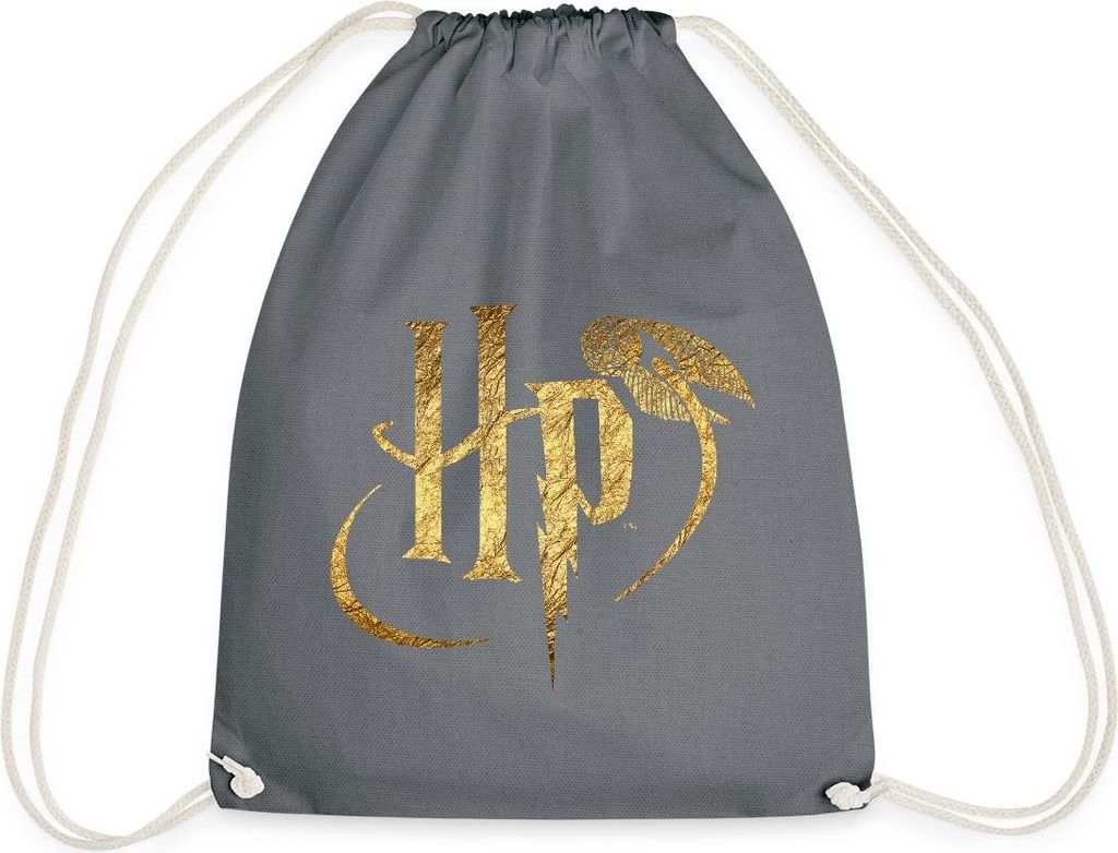 Spreadshirt Harry Potter HP Logo Turnbeutel, One size, Grau