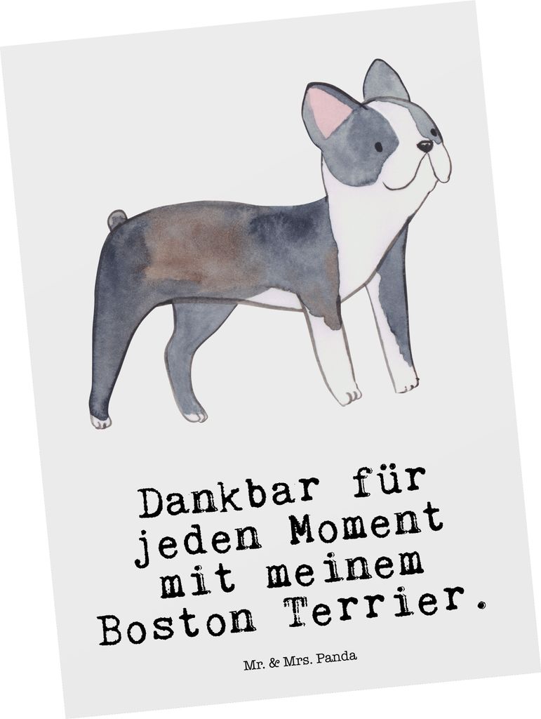 Mr. & Mrs. Panda Postkarte Boston Terrier Moment - Weiß - Geschenk, Postkarten, Grußkarte, Ansichtskarte, Ansichtskarten, Fotokarte