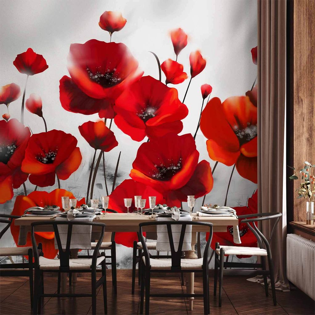 Vlies Fototapete - Poppies in the Moonlight 350x256 cm Blumen 10110906-23