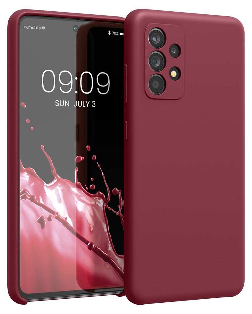 kwmobile Handyhülle für Samsung Galaxy A52 / A52 5G / A52s 5G Hülle - Case Silikon - Kabelloses Laden - Schutzhülle Cover in Rhabarber Rot