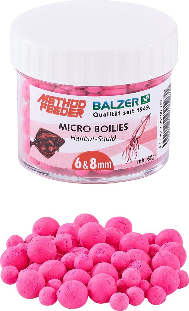 Balzer Method Feeder Boilies (pink, heilbutt-tintenfisch)