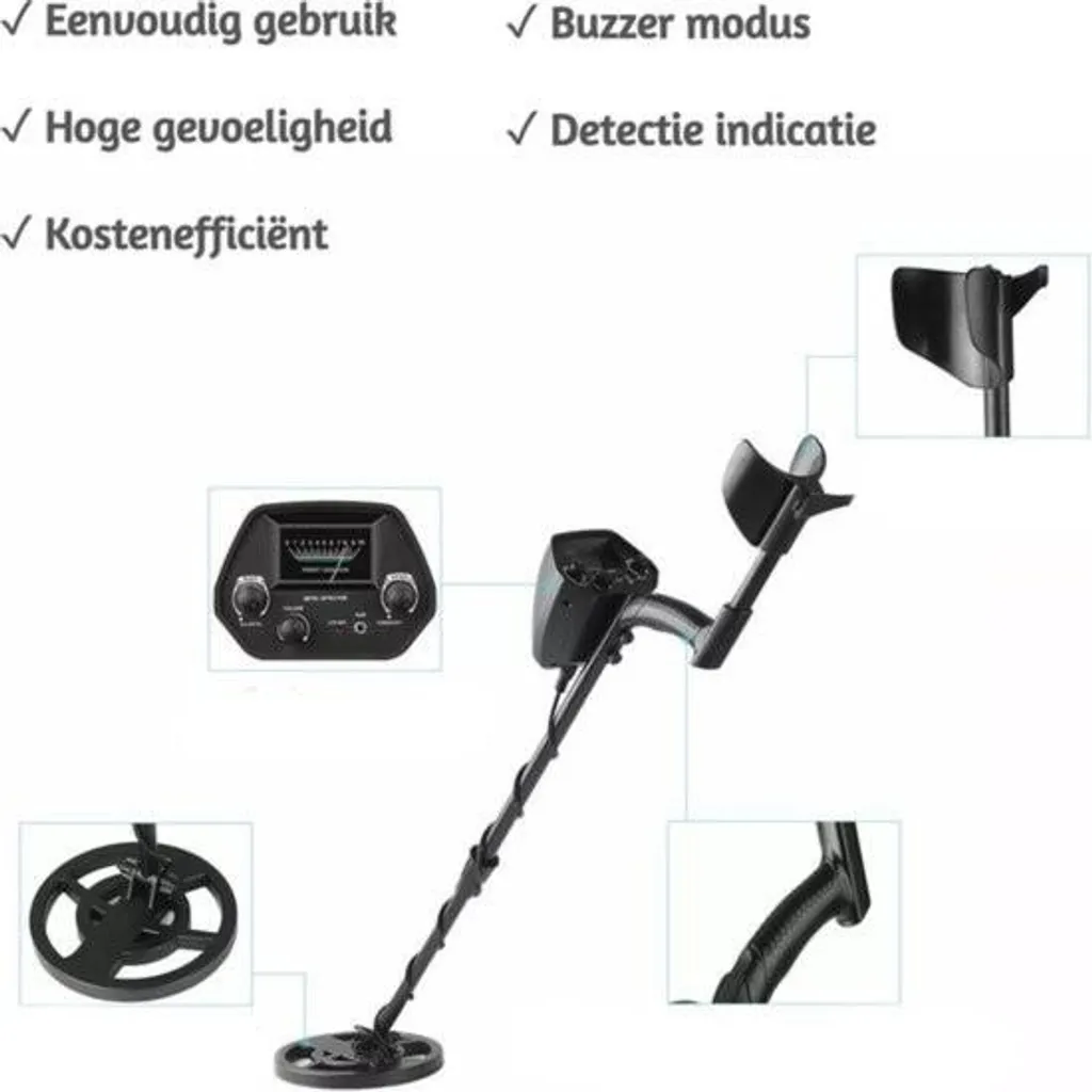 Détecteur de métaux professionnel réglable avec pelle et casque noir - 3