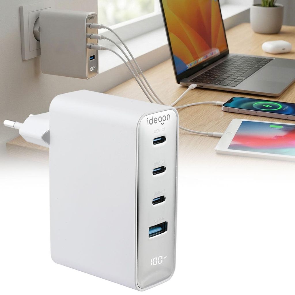 100W GaN III USB-Ladegerät mit 4 Ports, 3x USB-C & 1x Produktbild 