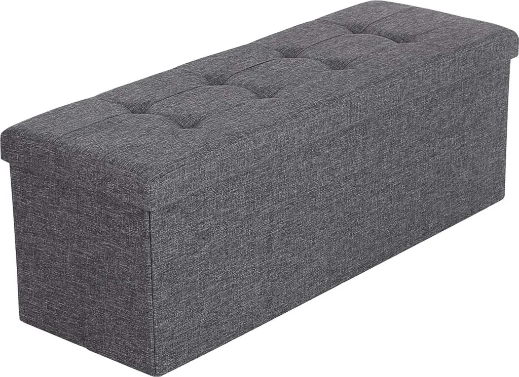 Tabouret de stockage en MDF gris foncé - Pouf de rangement 15x43x15 cm