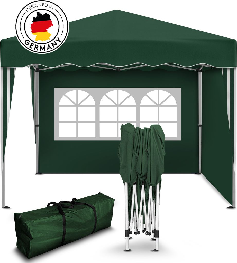 Kronenburg Faltpavillon 3x3m - Wasserfest, UV-Schutz 50+, 2 Seitenteile, grün