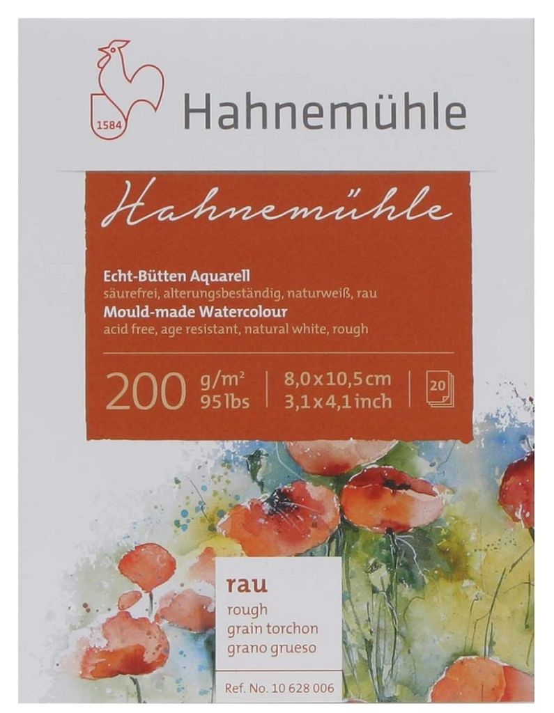 Hahnemühle Aquarellblock - 200 g/m² - rau - 8 x 10,5 cm - 20 Blatt