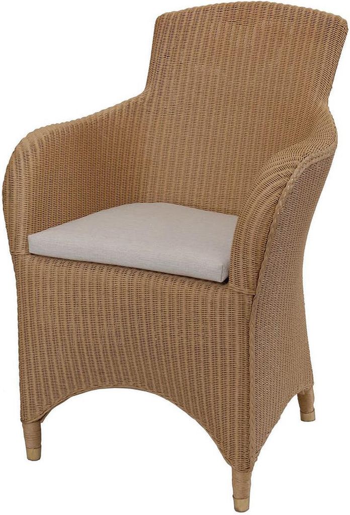 KRINES HOME Loom Sessel Sydney Esszimmersessel Esszimmer Stuhl mit Armlehne Loomsessel mit Polster (Natur)
