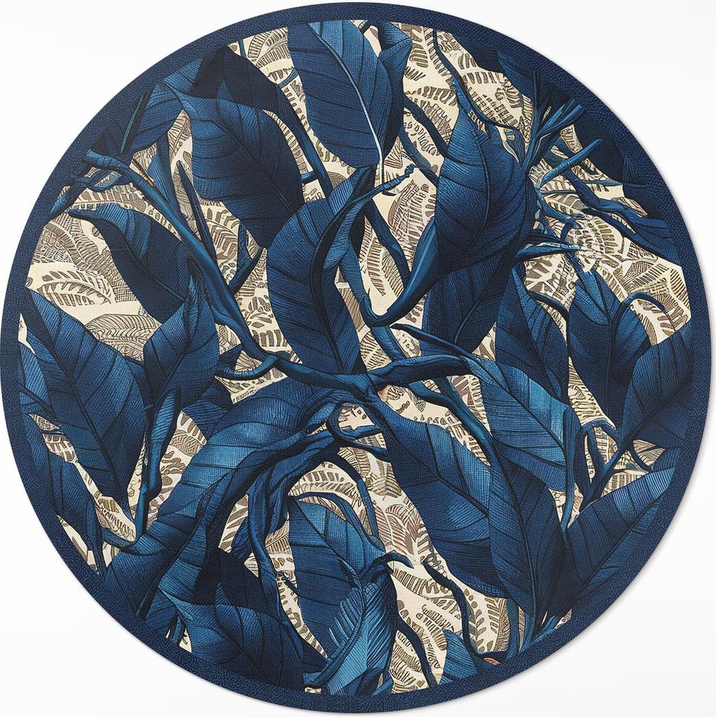 Kornblumenblätter pflanzliches Naturmotiv– Vinylteppich – Indoor Teppich – Flur – Pflegeleicht – Runder Teppich – PVC Teppich – Outd...