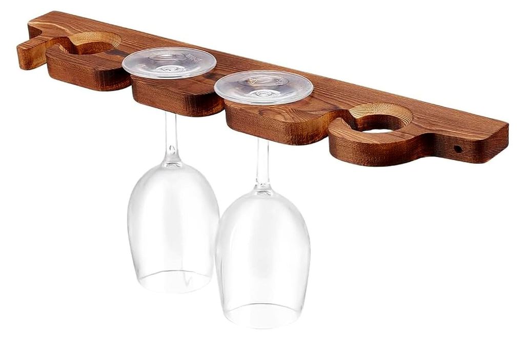 2pcs Holz Weinglasregal Stielglasregal aus Holz Hängendes Regal Glaswarenhalter Hängender Organizer mit 8 Löchern für Bar Restaurant Glas Stiel...