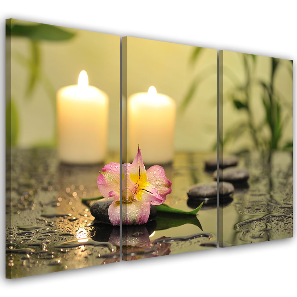 Triptychon auf leinwand religiös - beige 150x100 cm Feeby beige wandbild bereit zum aufhängen