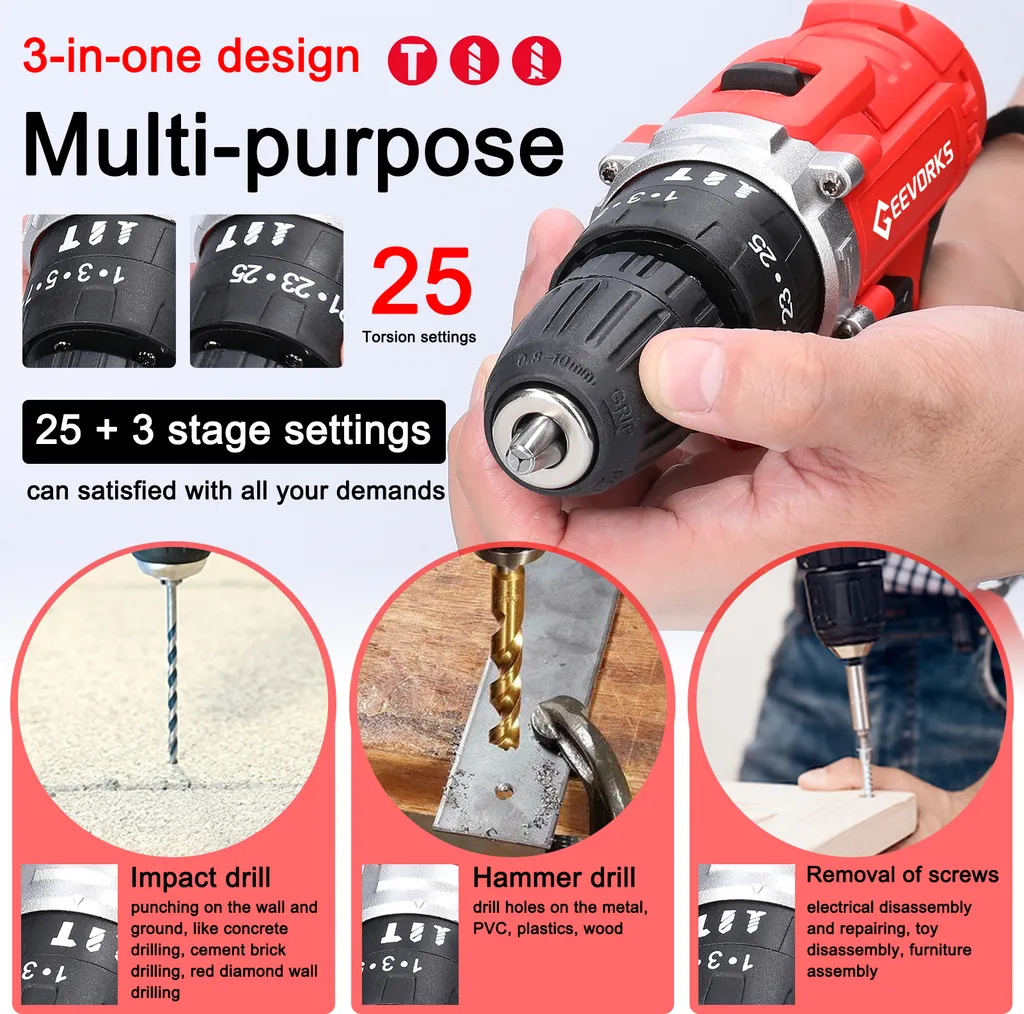 Tournevis électrique multifonction 21V avec 3 modes de travail complets - 6