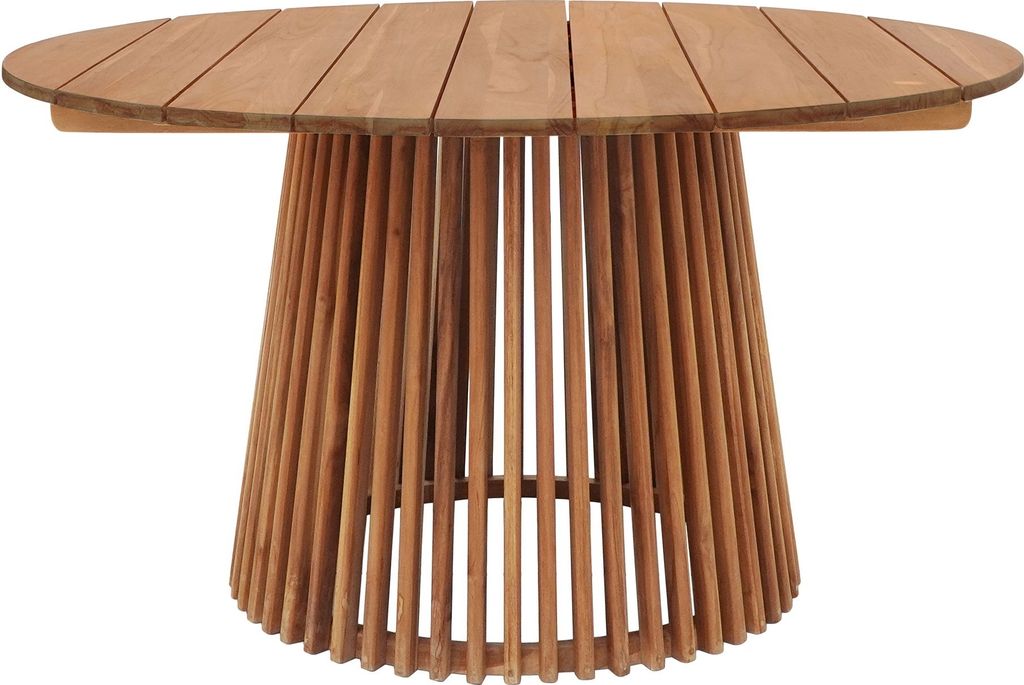 Gartentisch >Lorca< rund, Lamellen-Stab-Gestell, in Teakholz Natur Geölt - 75x120cm (HxD)