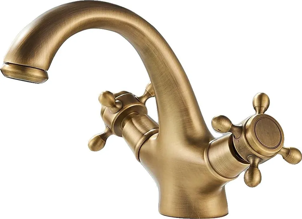 Rubinetto Lavabo Ottone Anticato B | Miscelatore Bagno Vintage Retrò