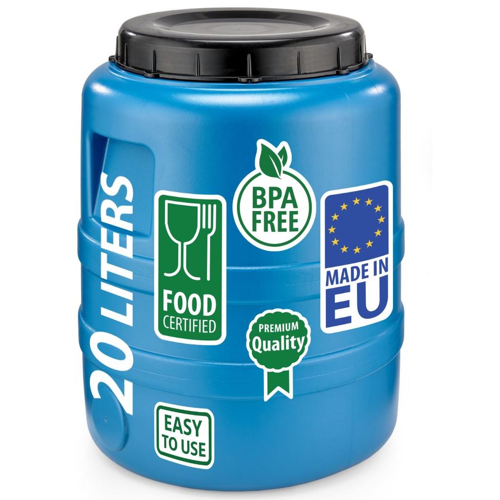 Weithalsfass Fasssilage Gepäcktonne Gärfass Gärbehälter Futtertonne 20 Liter mit Deckel blau