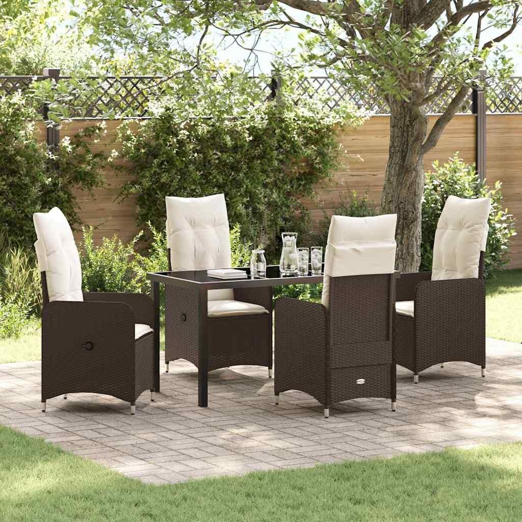 Maison Exclusive - Garten Essgruppe mit Kissen 5 pcs Braun Poly-Rattan