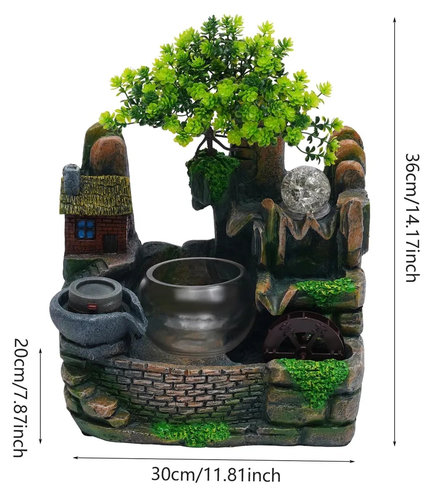 Fontaine d'eau intérieure LED multicolore - Décoration Zen Relaxante