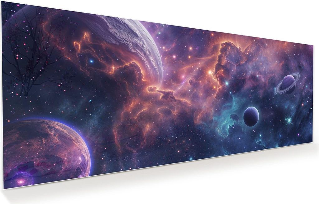 Glasbild 100x40cm in XXL für Wohnzimmer, Schlafzimmer Motiv Kosmisches Universum