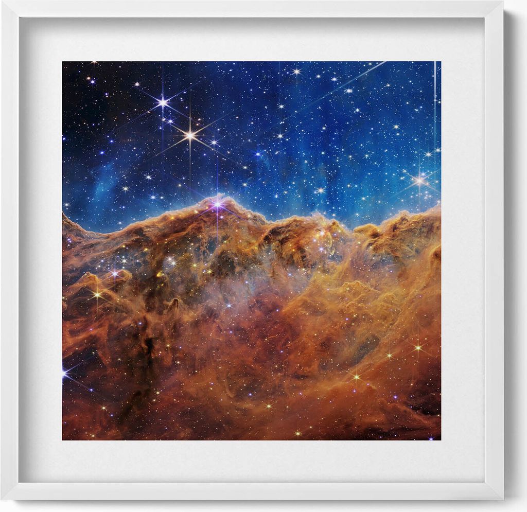Weltraum und Sterne Bilder NASA– Wandbild mit Rahmen – Gerahmtes Bild – Wanddekoration – 50x50 cm – Weiß Rahmen
