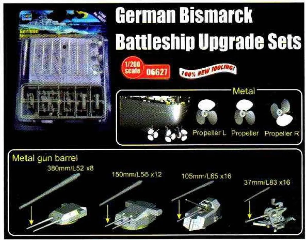 Set d'amélioration Bismarck 1:200 Trumpeter pour modélistes confirmés