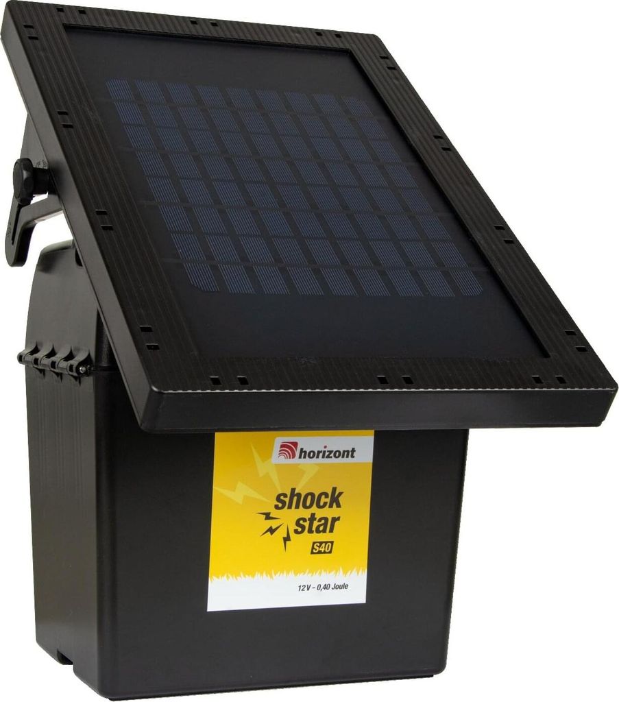 shockstar S40 Solar-Weidezaungerät 9V / 12V – inkl. 55 Ah Batterie – 5W Solarpanel – bis 3,8 km