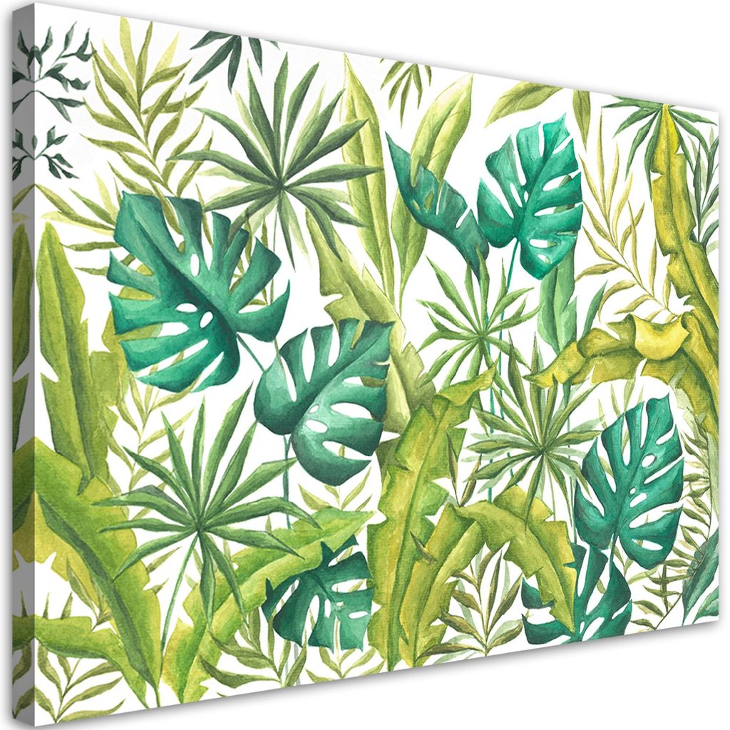 Leinwandbild Monstera-Blätter 100x70 Feeby Weiß bild für die wand bereit zum aufhängen