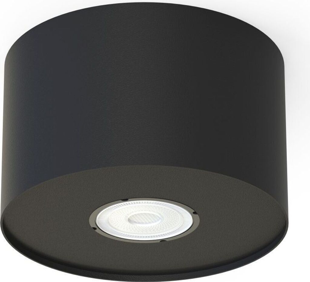 Deckenlampe Metall rund D: 12,7 cm Aufputz Schwarz GU10 Modern Spot Lampe Decke