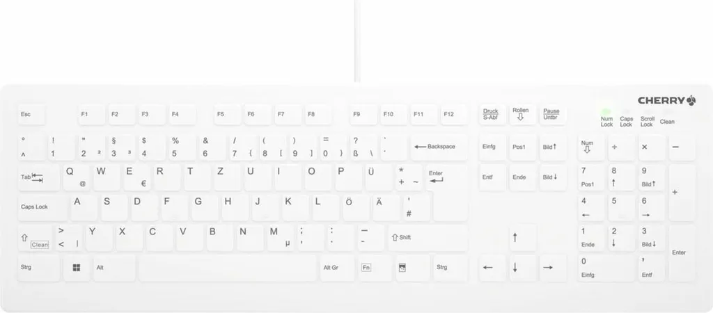 Cherry AK-C8112 Clavier à Ciseaux Silencieux USB Blanc QWERTZ Intégral