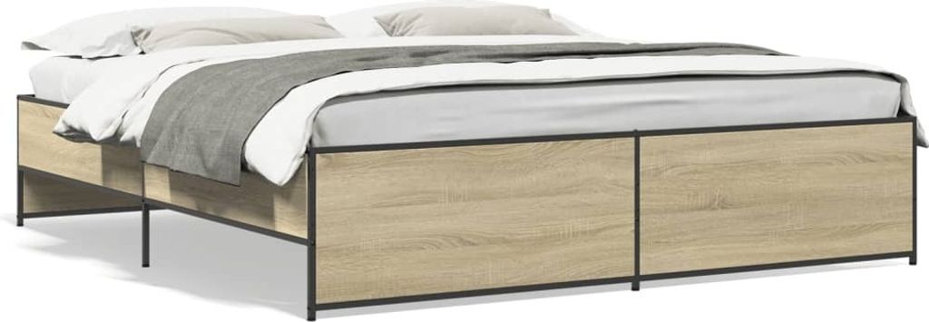 Maison Exclusive - Bettgestell Sonoma-Eiche 200x200 cm Holzwerkstoff und Metall