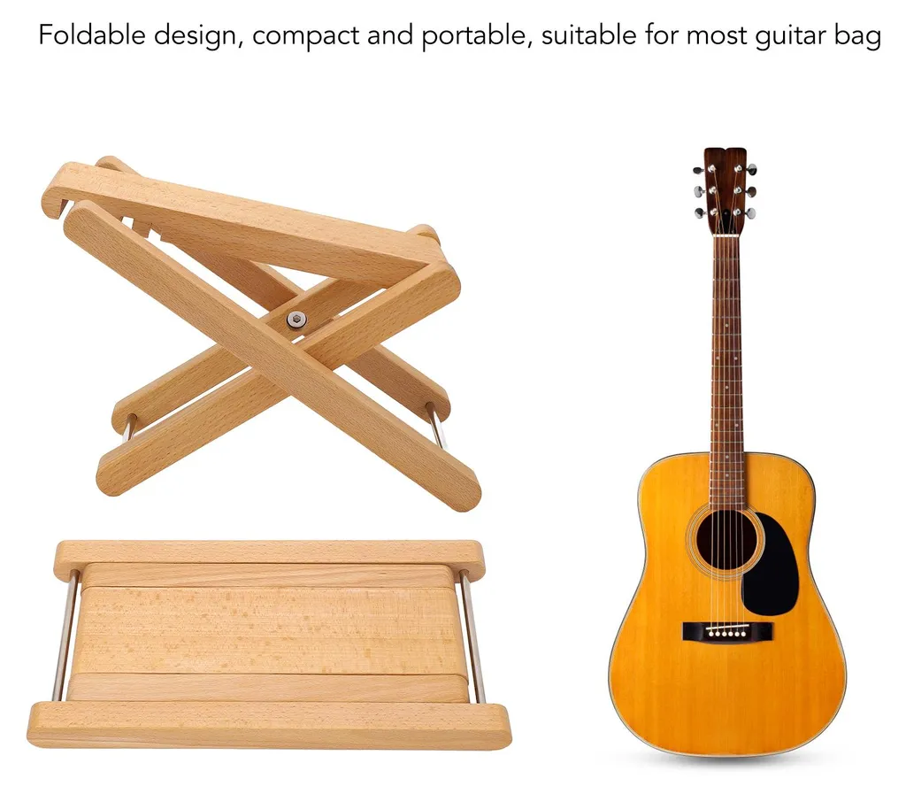 Support de pied pour guitare classique bois pliable hauteur ajustable - 17