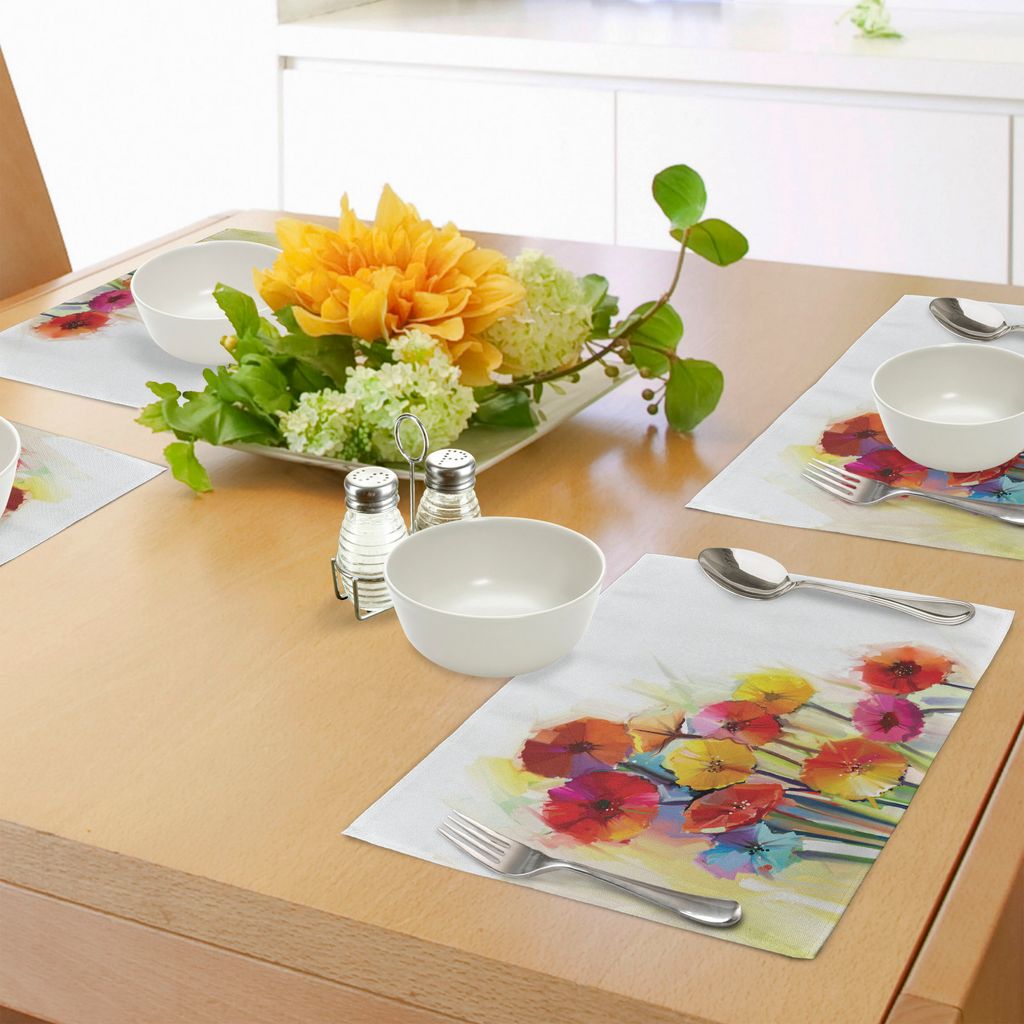 ABAKUHAUS Blume Platzmatten, Gerbera Bouquets Romantic Floral Arrangement Blossom Schöne Seite der Natur, Tiscjdeco aus Farbfesten Stoff für das ...