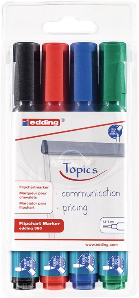 Flipchartmarker 380 schwarz/rot/blau/grün Strich-B.1,5-3mm Rundspitze EDDING