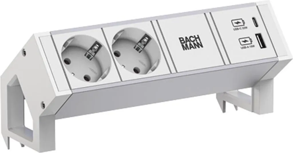 Aménagez votre Espace avec la Multiprise Bachmann DESK2 Blanche Alu