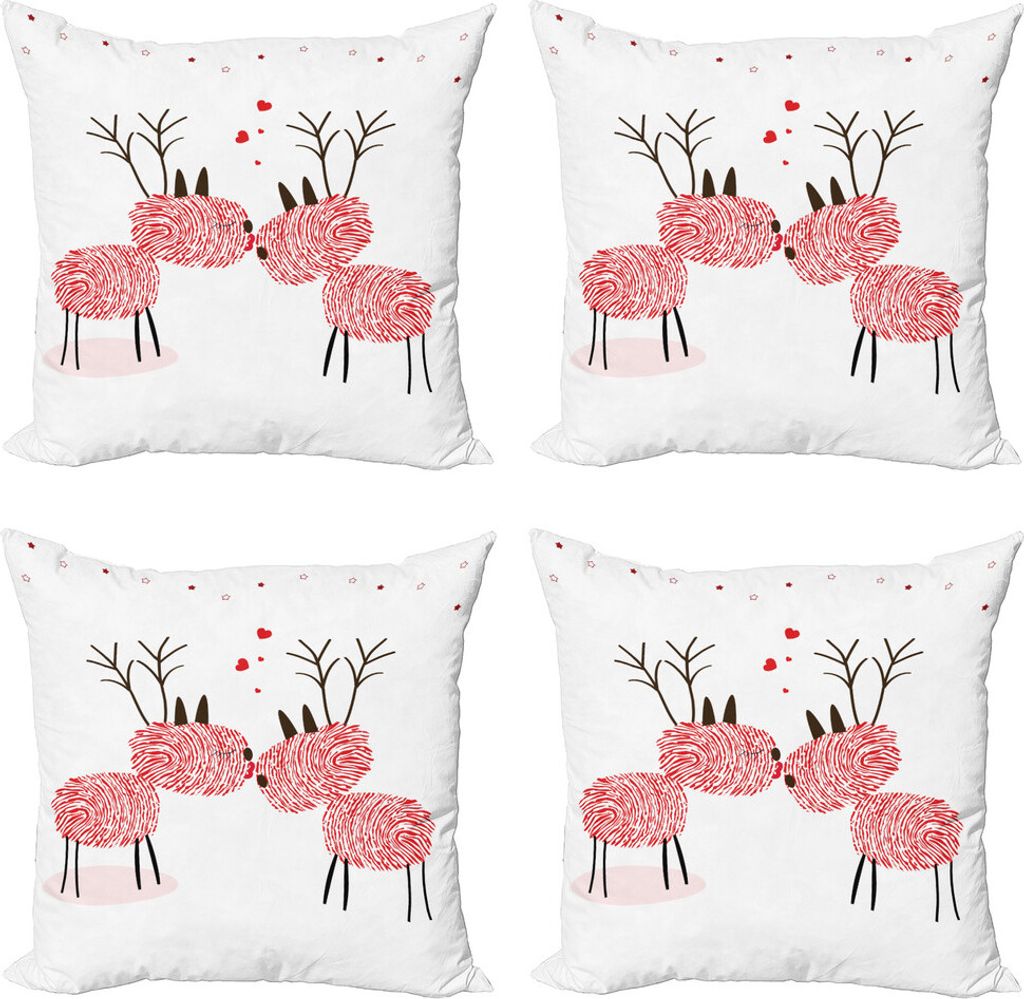 ABAKUHAUS küssen Kissenbezug Set (4 Stück), Ren mit Finger Prints, Moderner Doppelseitiger Digitaldruck, 45 cm x 45 cm, Vermilion Schokolade