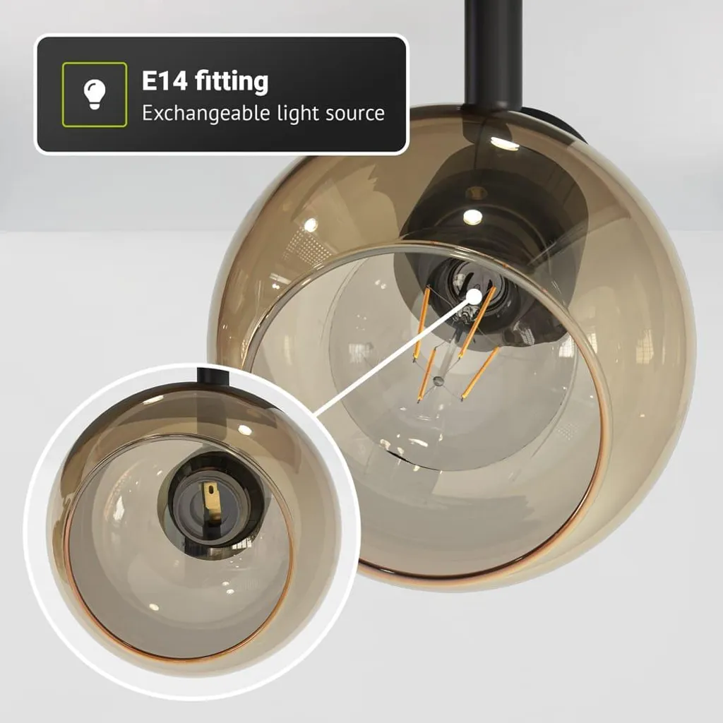 Plafonnier 3 spots E14 Noir Ambré : solution d'éclairage modulable - 5
