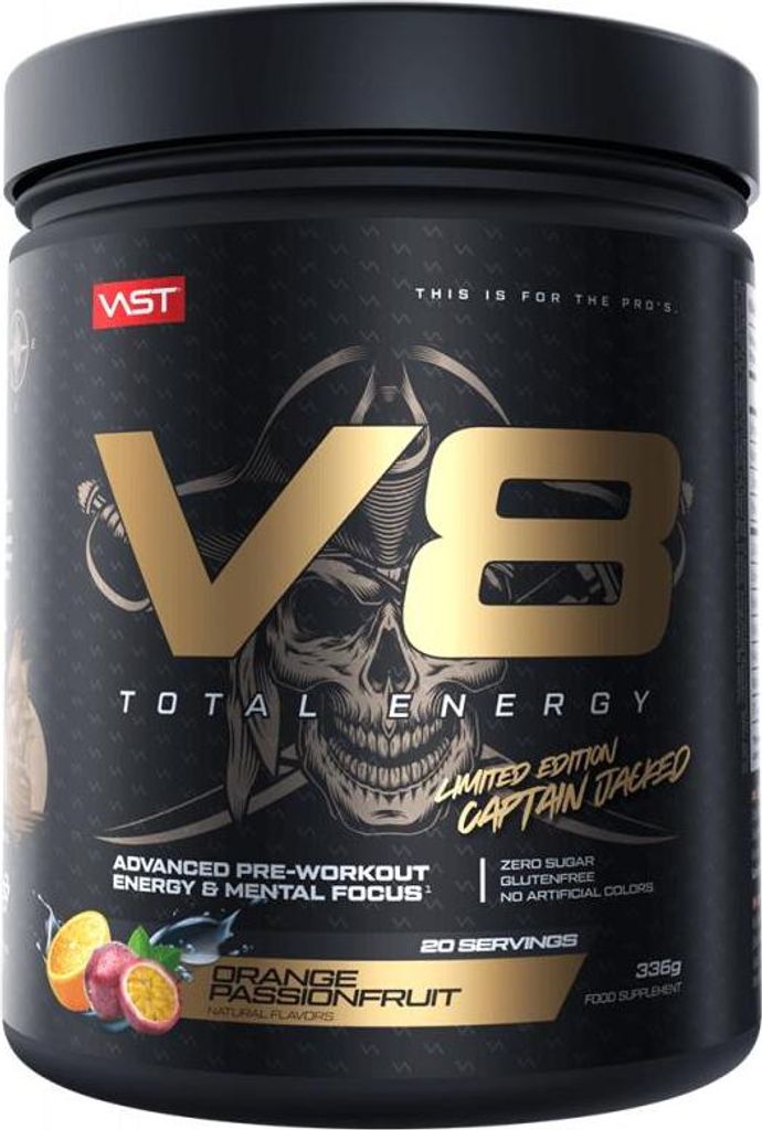 VAST V8 Total Energy (20 serv) Orange Passion Fruit - Captain Jacked Limited Edition - Pre-Workout - Pre-Workout Booster