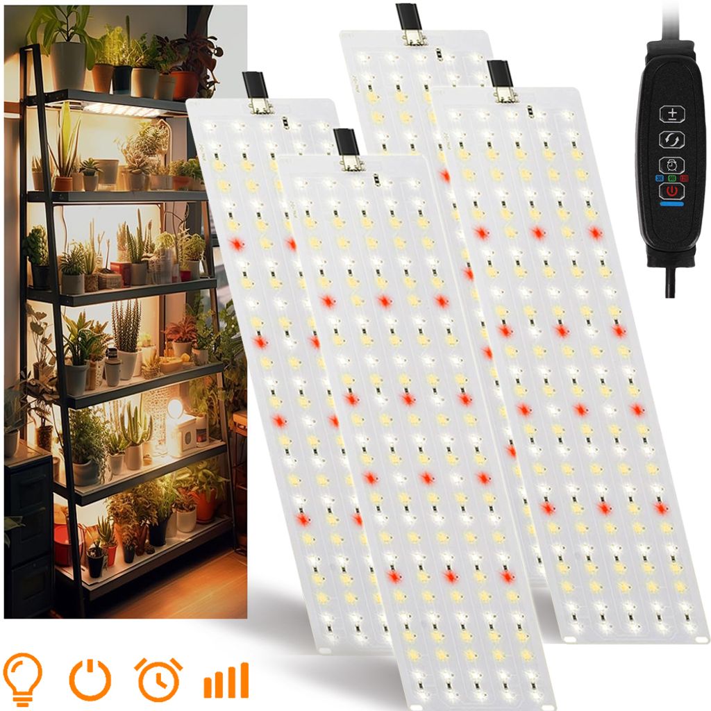 4er 30cm Panel Pflanzenlampe 540 Led Vollspektrum Grow Light 20W Sonnenlicht Pflanzenlicht Wachstumslampe Gewächshaus Gemüse Blüte Pflanzen Anzucht