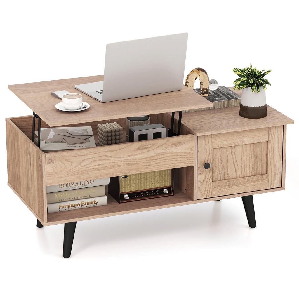 COSTWAY Couchtisch mit anhebbarer Platte und Stauraum, Produktbild 