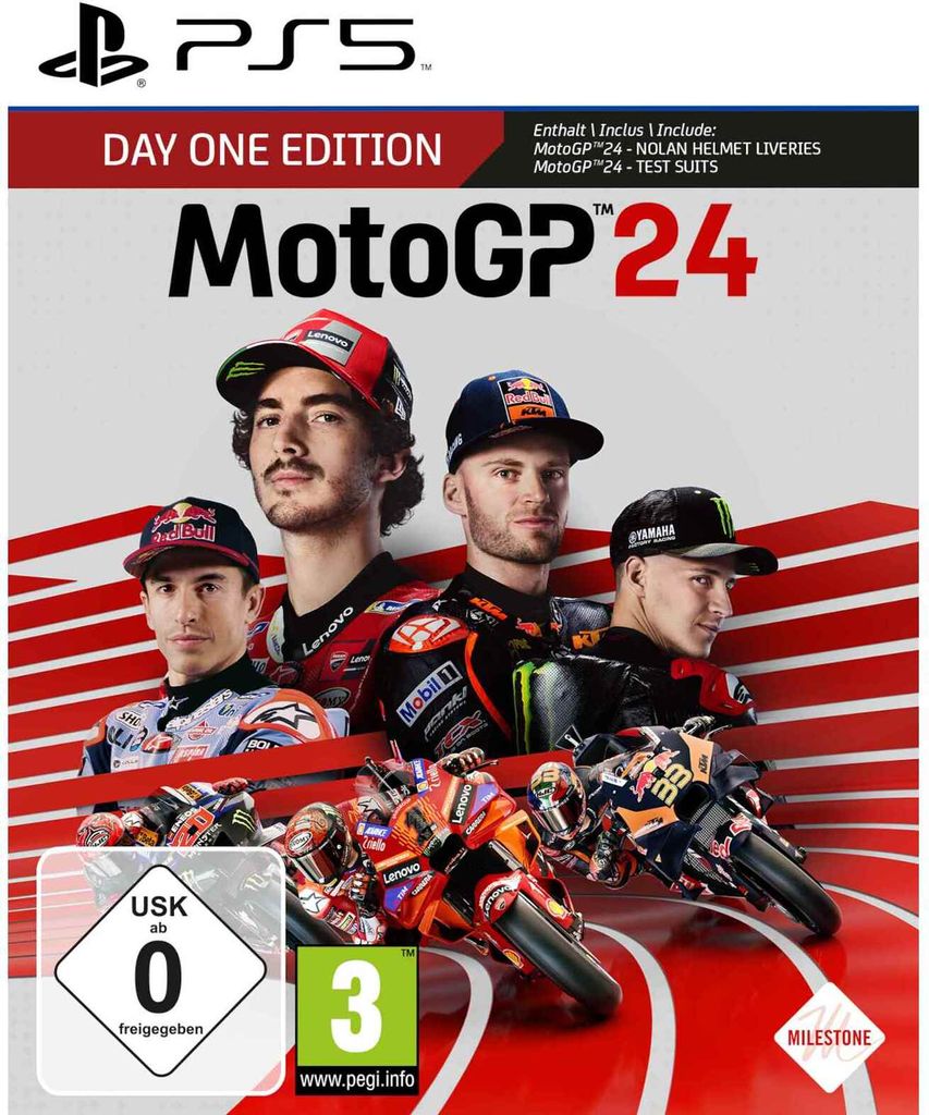 PLAION MotoGP 24, PlayStation 5, E (Jeder), Code in einer Produktbild 