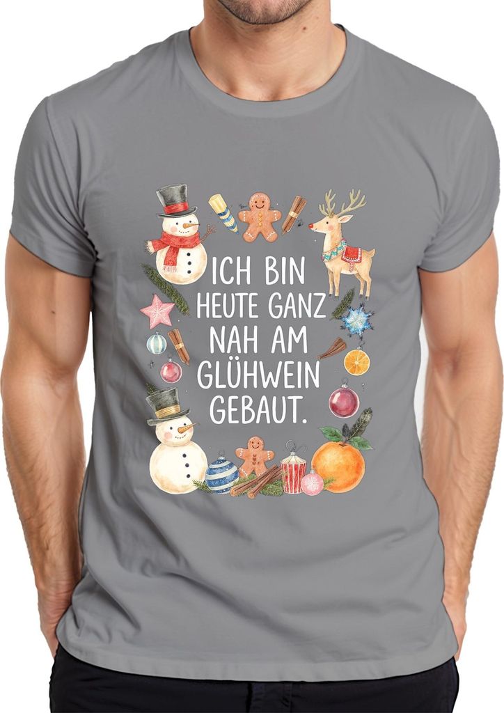 Ich bin heute ganz nah am Glühwein Weihnachten Advent lustig Herren T-Shirt, Grau, XL