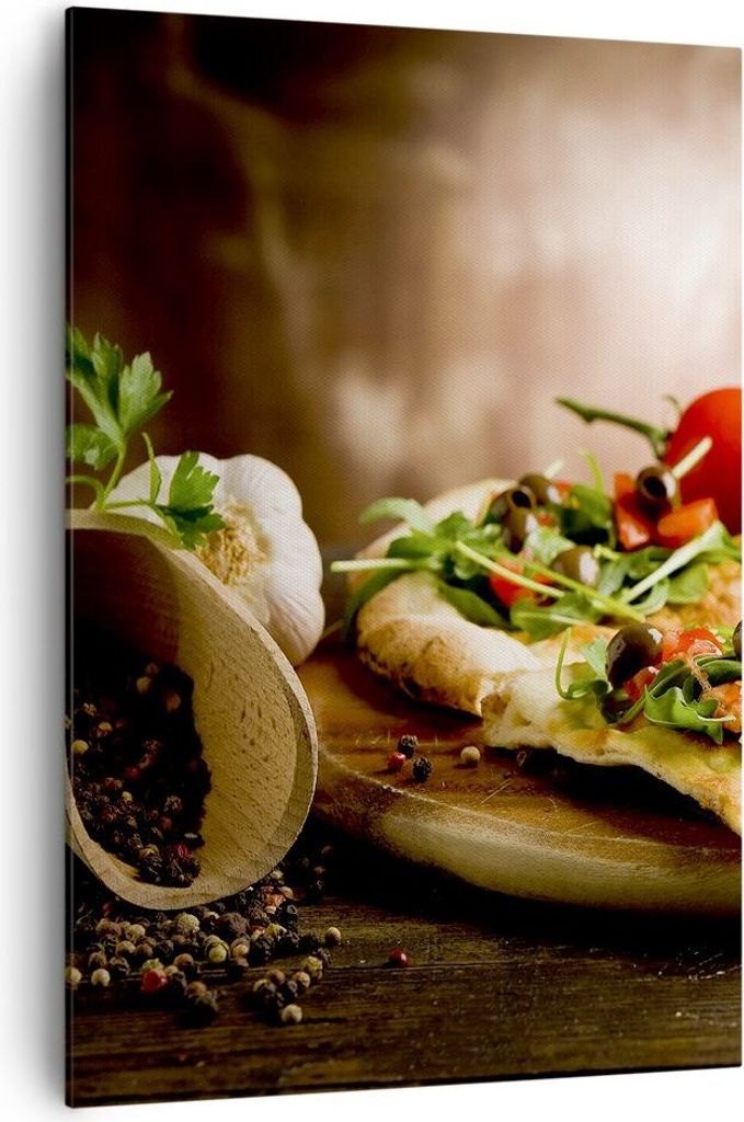 Bild auf Leinwand - Leinwandbild - Einteilig - Pizza Vegetarier Italien Essen - 70x100cm - Wand Bild - Wandbilder - Leinwanddruck - Wanddekoration ...