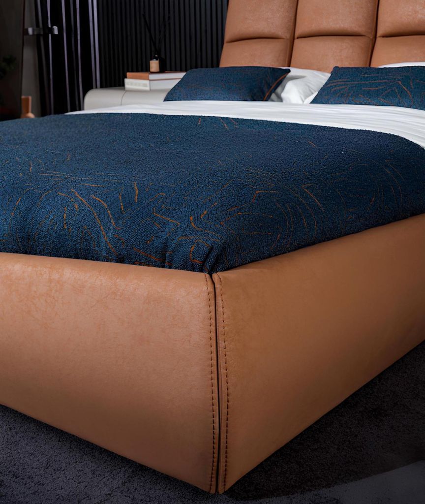 Stilvolles Braunes Bett Schlafzimmer Doppelbett Designer Schlafmöbel