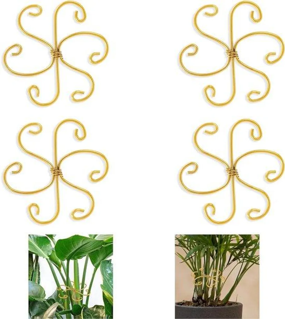 Support métallique doré pour Monstera - tuteur design plante 4 pièces