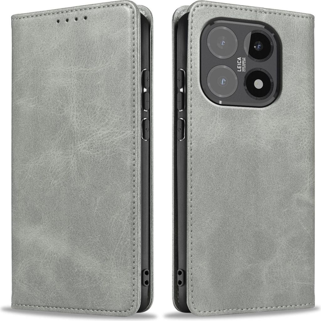 Handyhülle für Xiaomi 15T Kunstleder Flip Cover Hülle Handytasche Case Kartenfach Farbe: Grau