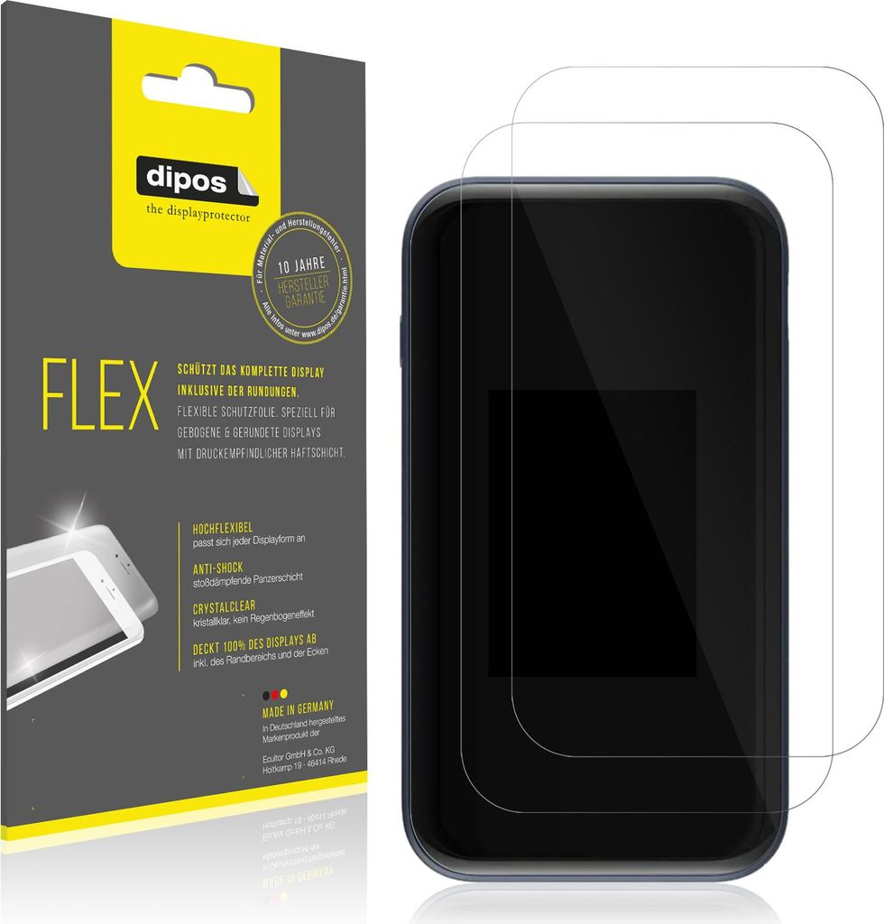2x Schutzfolie für ZTE MU5002 Folie, 100% Displayabdeckung, dipos Flex