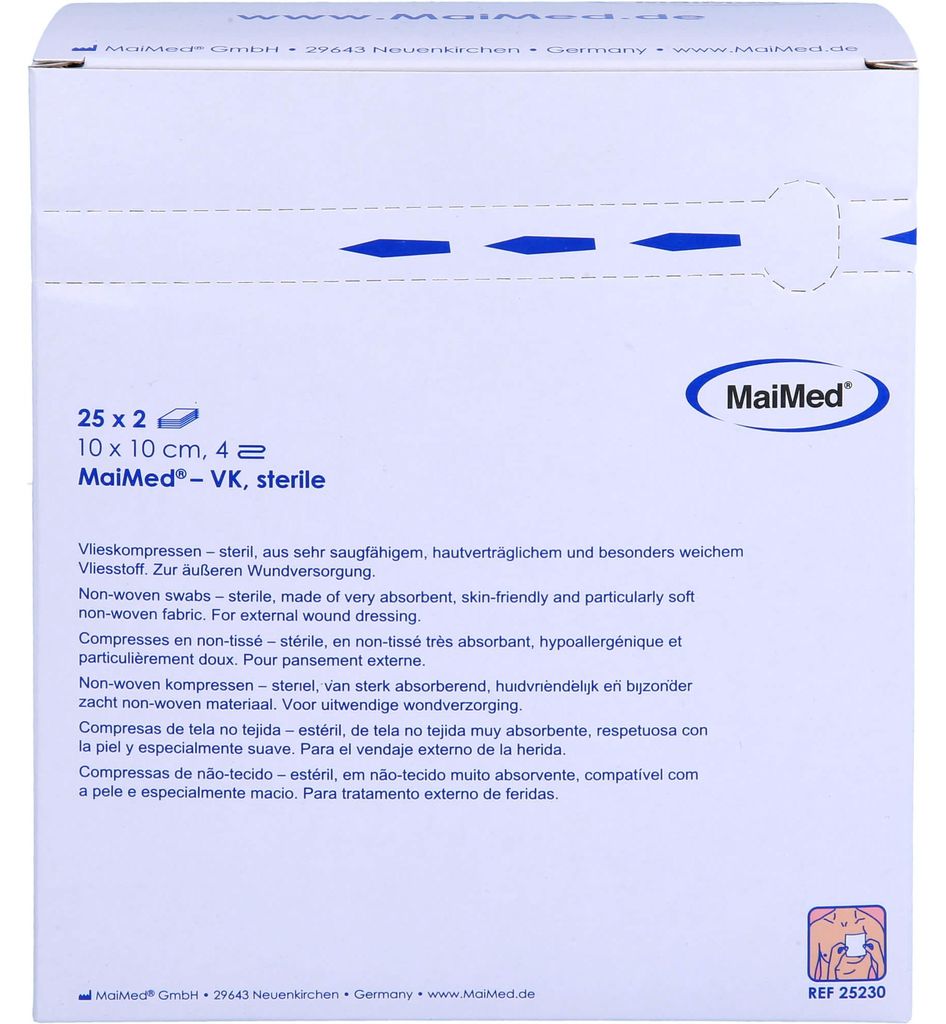 Kompresy włókninowe MaiMed 10 x 10 cm 4-krotne sterylne, 50 Zdjęcie produktu 