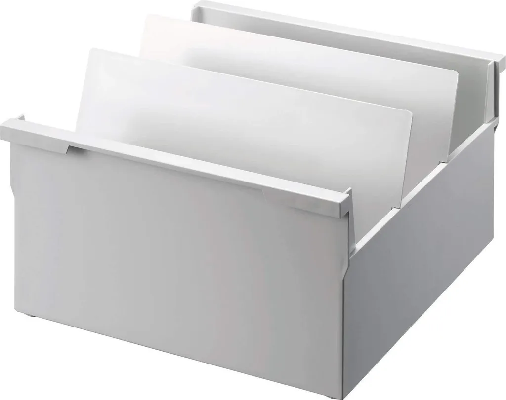 helit Bac à cartes A4 horizontal gris clair : Rangement fiches bureau