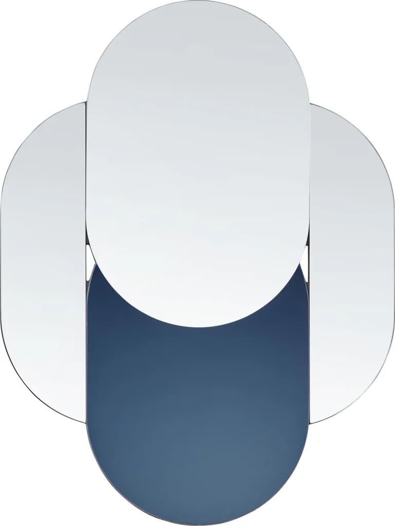 Miroir asymétrique moderne 60x80 cm bleu argenté en verre et fibres