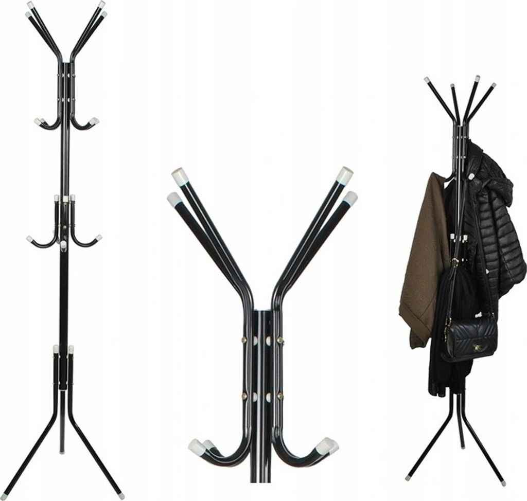 Kleiderbügel, 12 Haken, schwarz und weiß, 175 cm, Isotrade Produktbild 